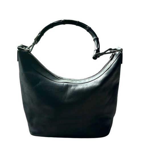 Authentic Gucci Black Leather Hobo Bag with Bamboo Handle - Picture 1 of 8